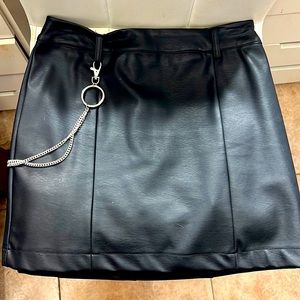 Mini black leather skirt